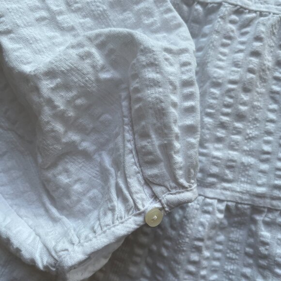 Like New Old Navy White Seersucker Sweetheart Off Shoulder Ruffle Tiered Blouse - Picture 6 of 6